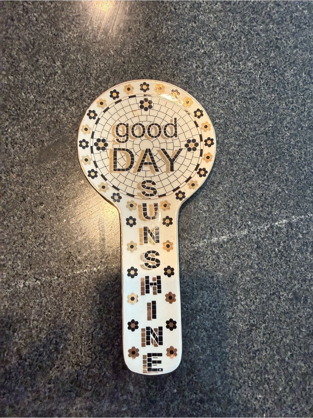 Good Day Sunshine Anthropologie Spoon Rest - White and Gold